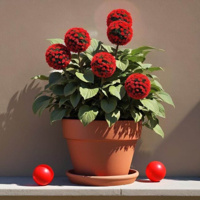 Kwiaty doniczkowe z owocami w kształcie kulek